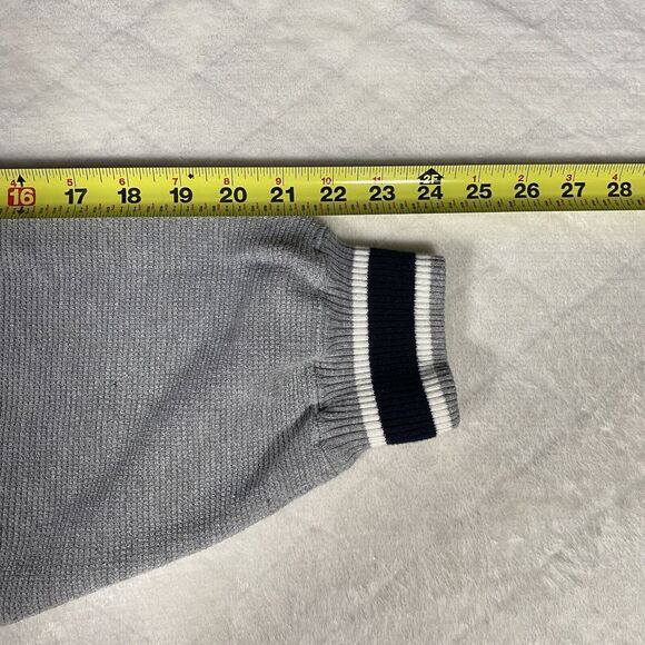 Vtg 90's Chaps Ralph Lauren Waffle Knit Sweater Gray Logo American Flag Men's Lg - Picture 7 of 7